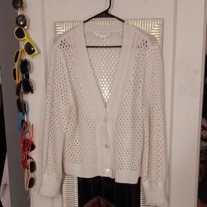 💜 3/$15💜No Boundaries Cream Knit Cardigan With Cilut Out Detail, Size Large💜